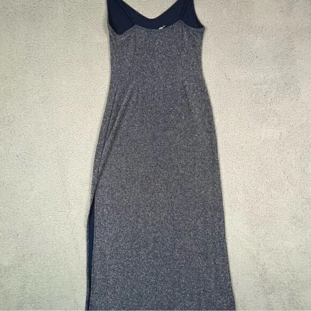 FREE PEOPLE WOMENS DRESS MAXI BLUE WITH SILVER GLITTER SIZE S P